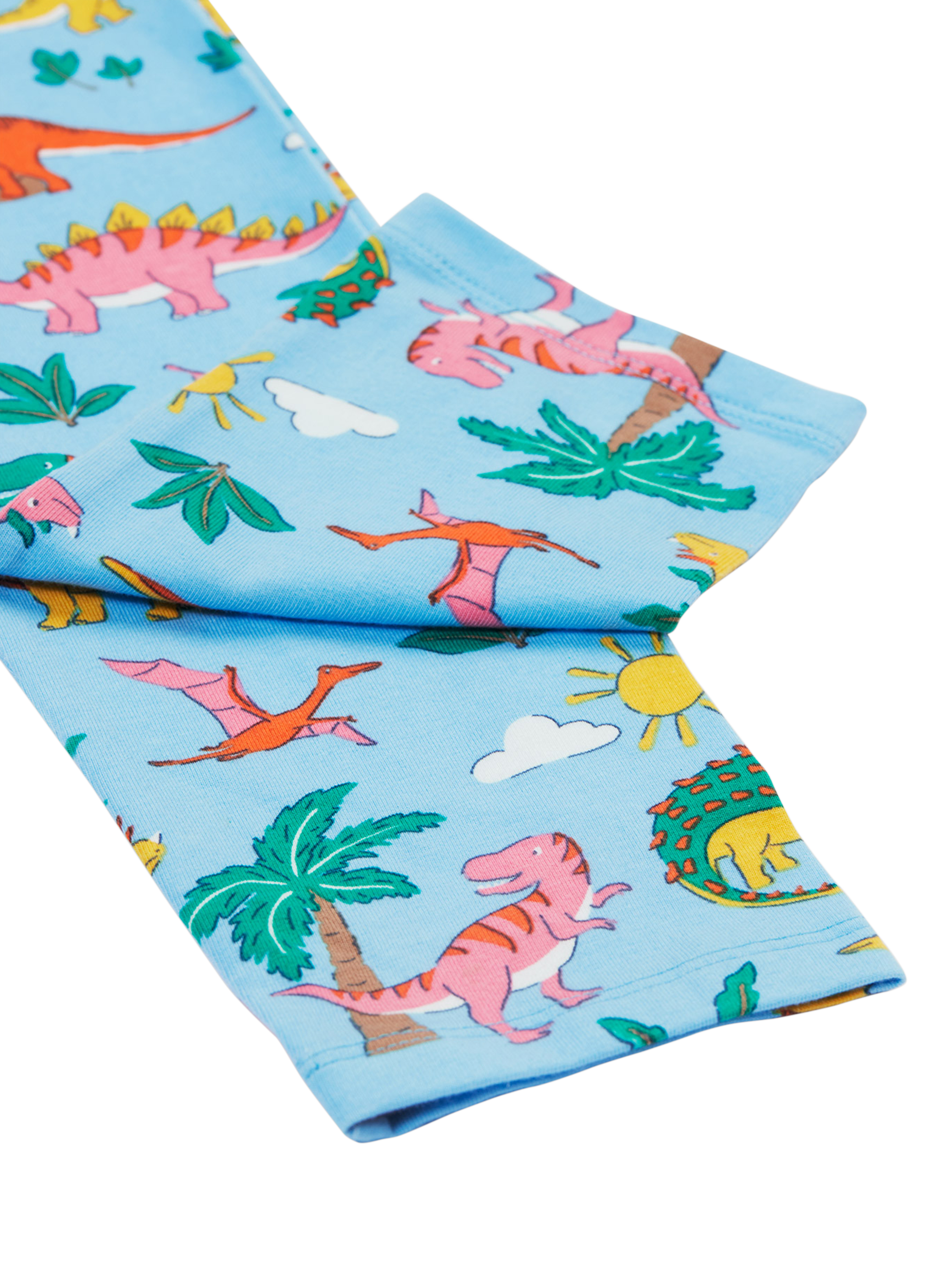 Product image 5 of 5, which shows Frugi Kids' Libby Cotton Dinosaur Print Leggings, Bluebird Dinoland, 2-3 years