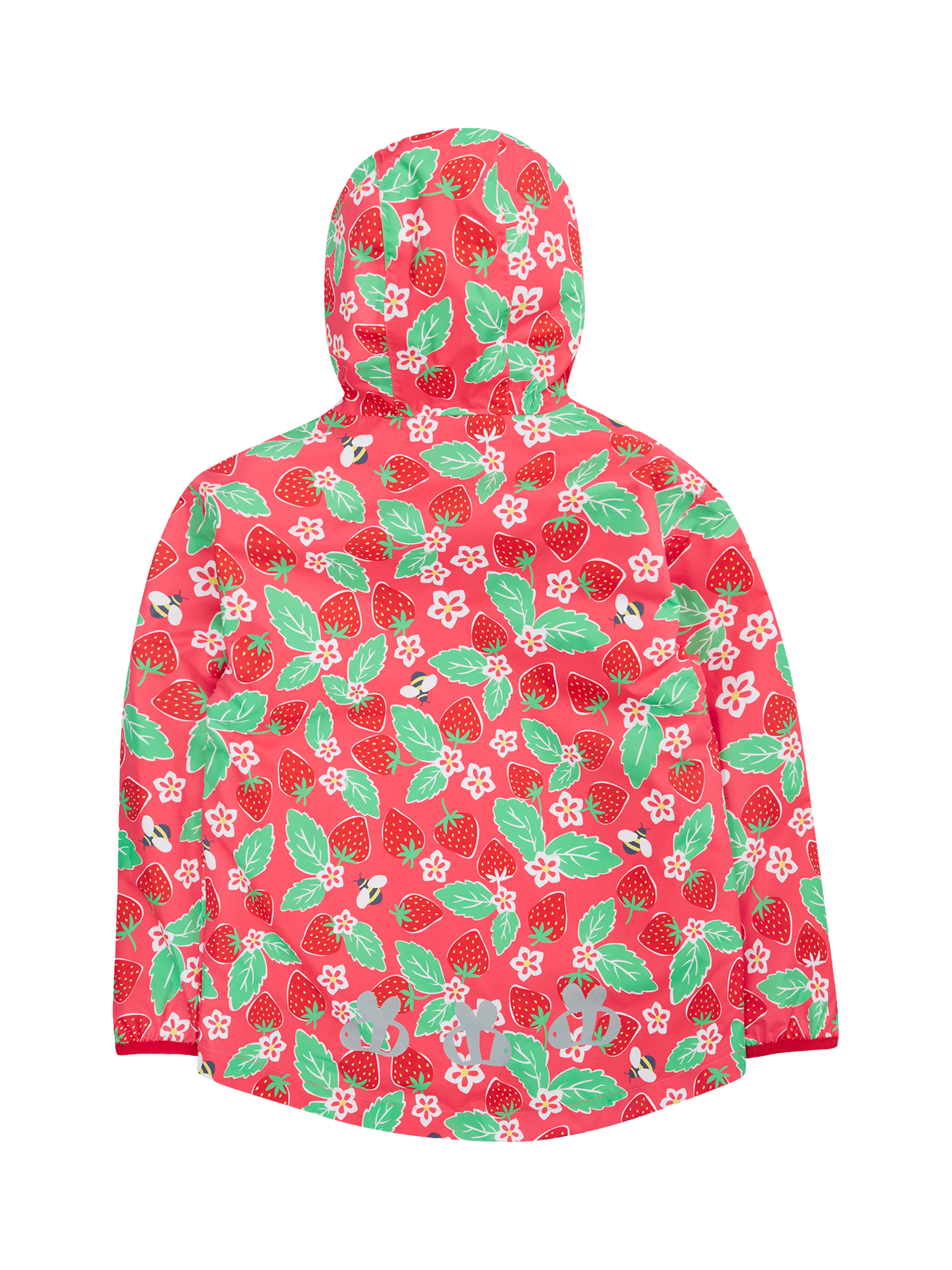 Product image 3 of 6, which shows Frugi Kids' Rain or Shine Strawberry Waterproof Jacket, Pink/Multi, 1-2 years