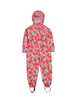 Frugi Kids' Rain or Shine Strawberry Waterproof Rain Suit, Pink/Multi, Pink/Multi