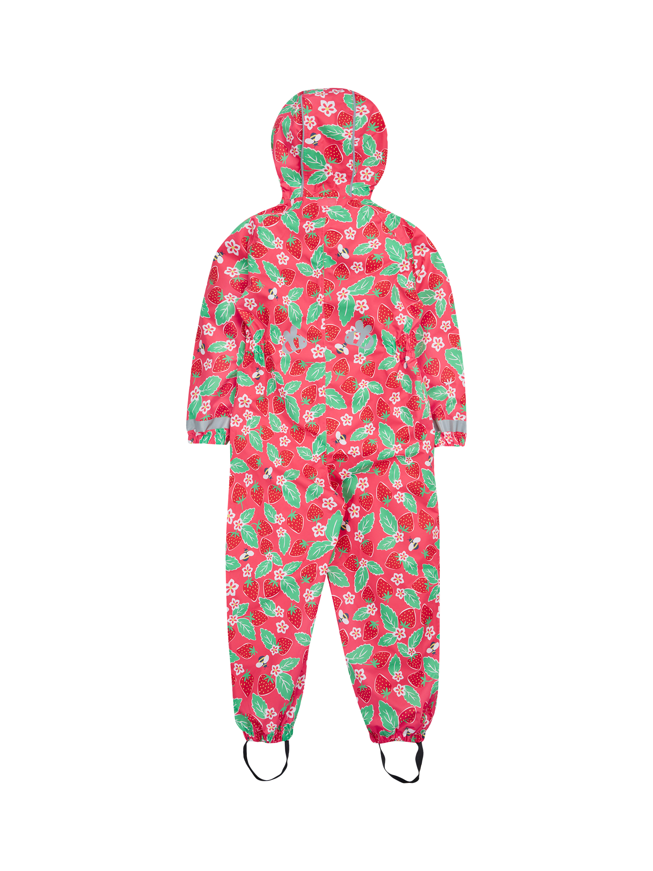 Product image 3 of 8, which shows Frugi Kids' Rain or Shine Strawberry Waterproof Rain Suit, Pink/Multi, 1-2 years