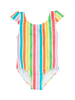 Frugi Kids' Marina Stripe Swimsuit, Multi, Multi