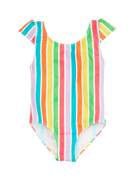 Frugi Kids' Marina Stripe Swimsuit, Multi, Multi