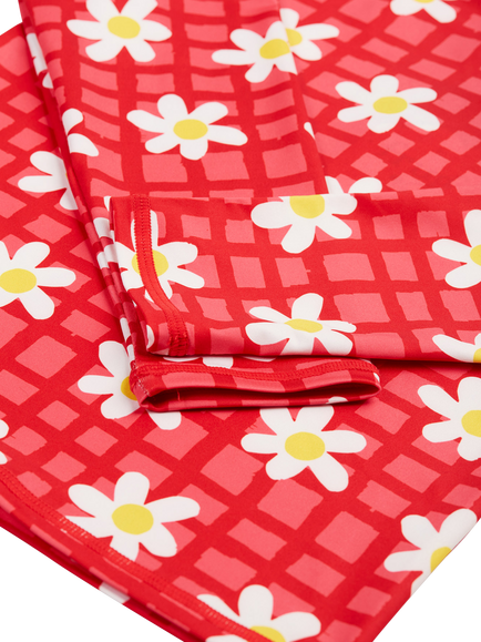 Frugi Kids' Rachel Floral Check Rash Vest & Swim Shorts Set, Red/Multi - view 2, Red/Multi