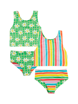 Frugi Kids' Tegan Reversible Tankini, Multi, Multi