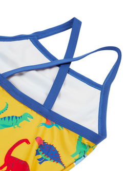 Frugi Kids' Ruby Dinosaur Print Swimsuit, Yellow/Multi - view 2, Yellow/Multi
