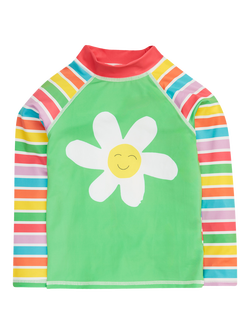 Frugi Kids' Sun Safe Floral Stripe Long Sleeve Rash Vest, Multi, Multi