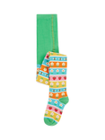 Frugi Norah Cotton Blend Printed Tights, Blue Multi Blue