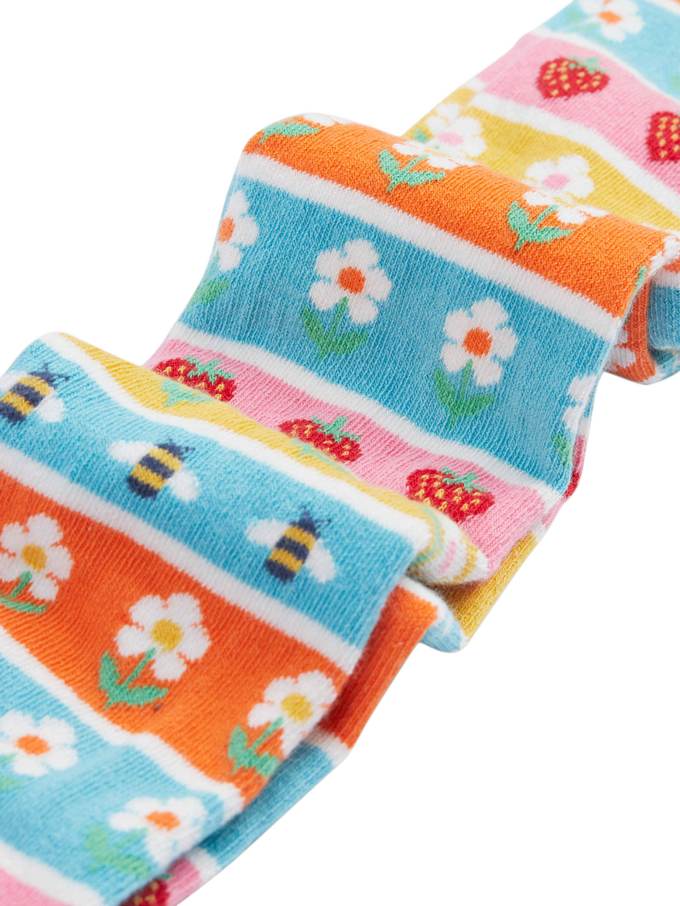 Product image 3 of 3, which shows Frugi Norah Cotton Blend Printed Tights, Blue Multi Blue, 6-8 years