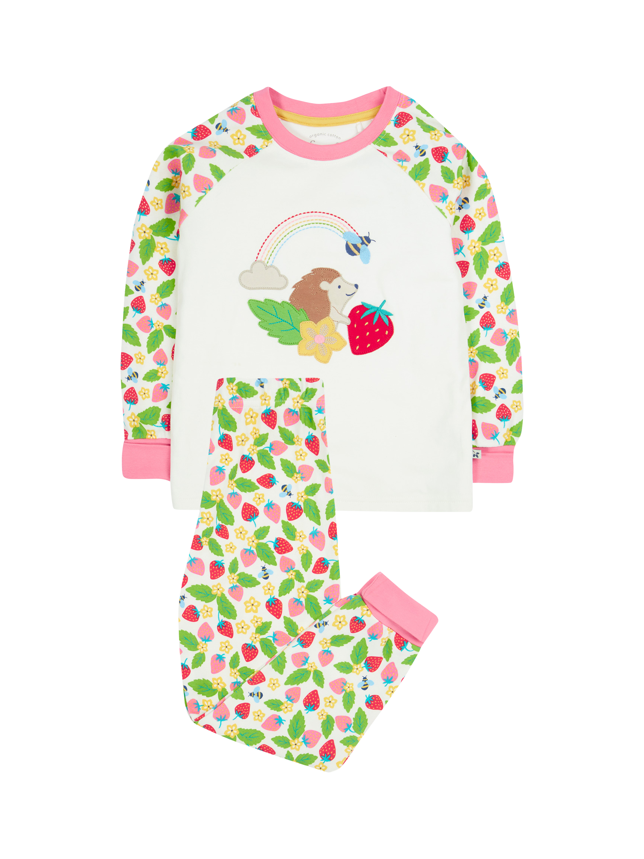Frugi Kids' Jamie Strawberry Pyjamas, Strawberry Field