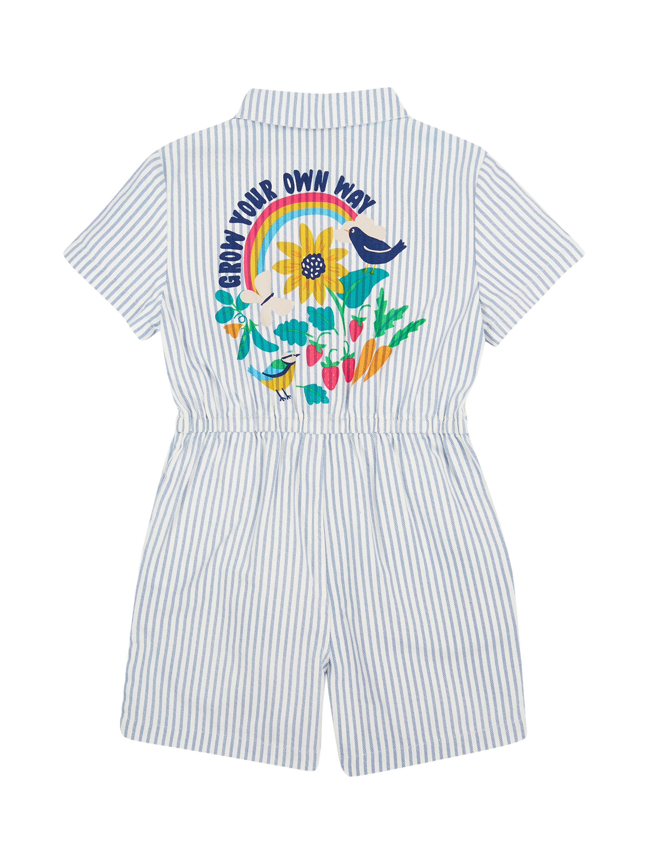 Product image 3 of 8, which shows Frugi Kids' Imogen Stripe Pure Organic Cotton Jumpsuit, Multi, 2-3 years