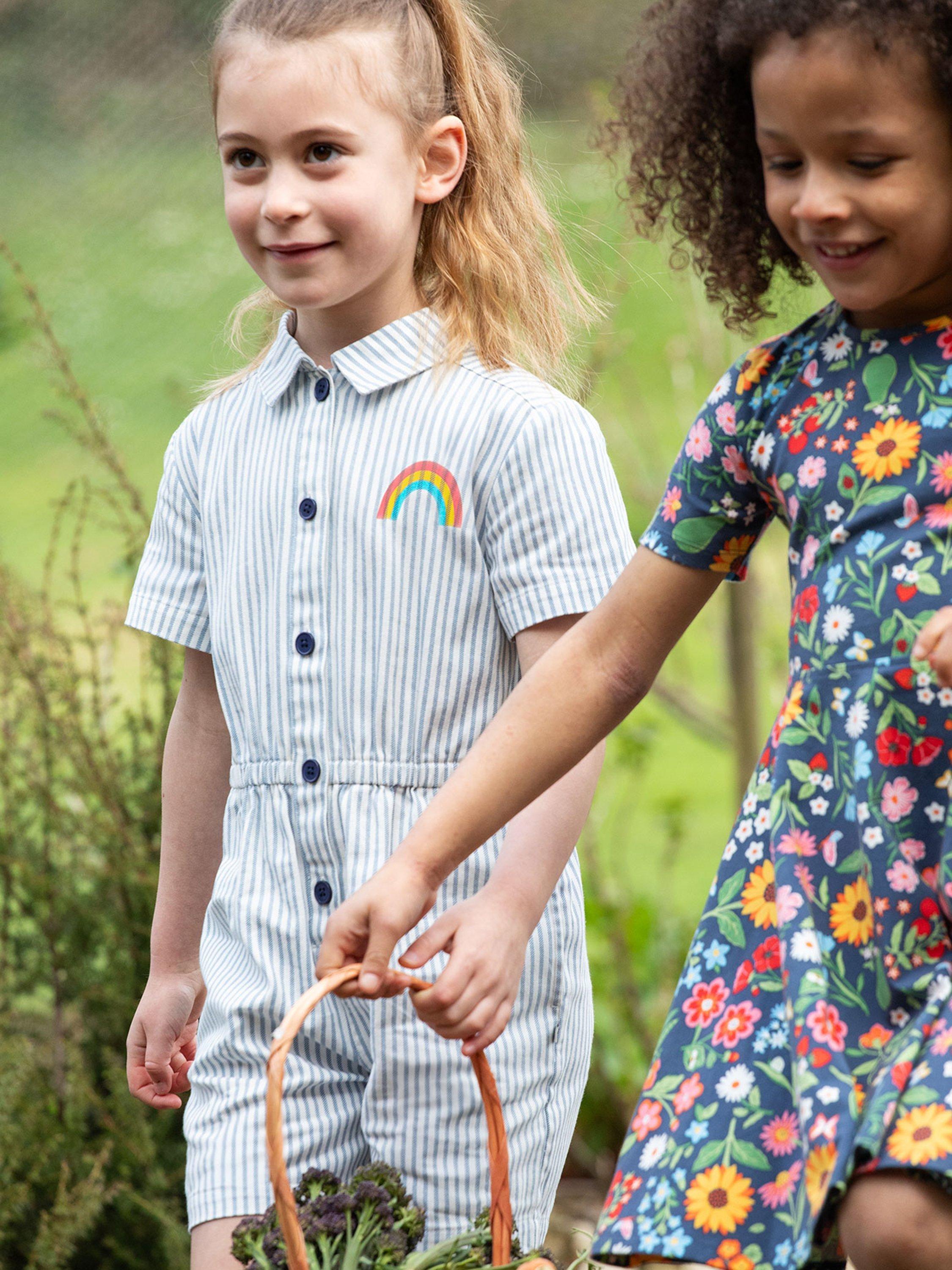 Product image 4 of 8, which shows Frugi Kids' Imogen Stripe Pure Organic Cotton Jumpsuit, Multi, 2-3 years