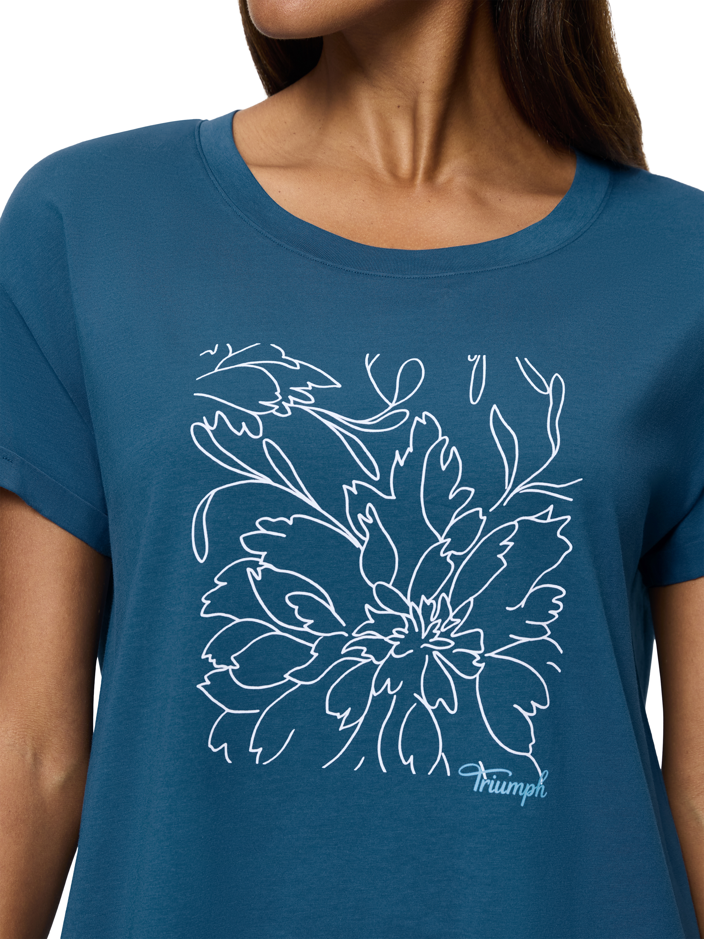 Product image 3 of 5, which shows Triumph Lounge-Me Cotton Loose Fit T-Shirt Nightdres, Midblue, 8