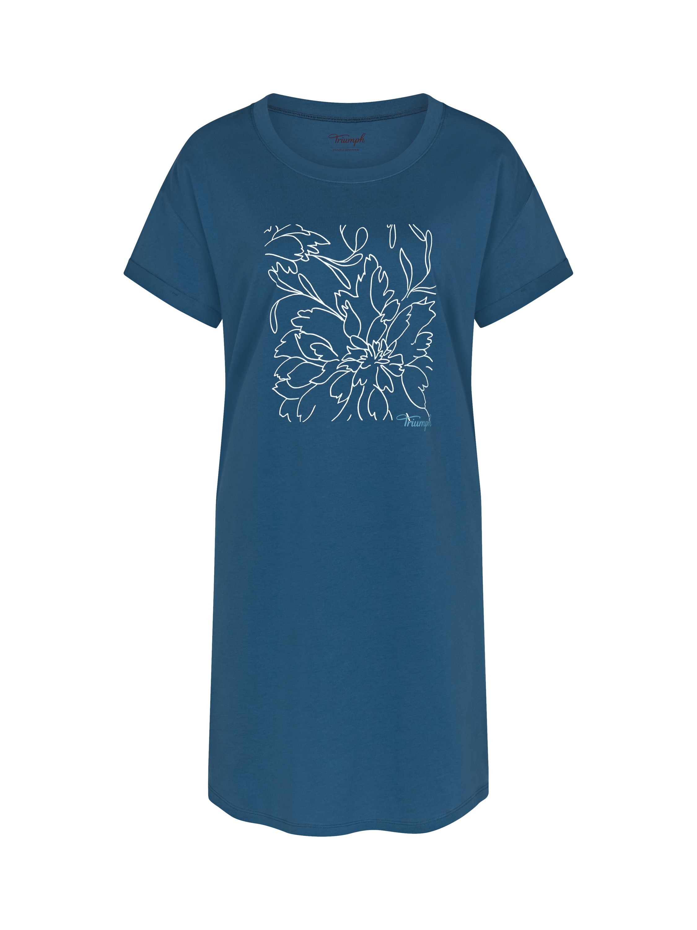 Product image 5 of 5, which shows Triumph Lounge-Me Cotton Loose Fit T-Shirt Nightdres, Midblue, 8