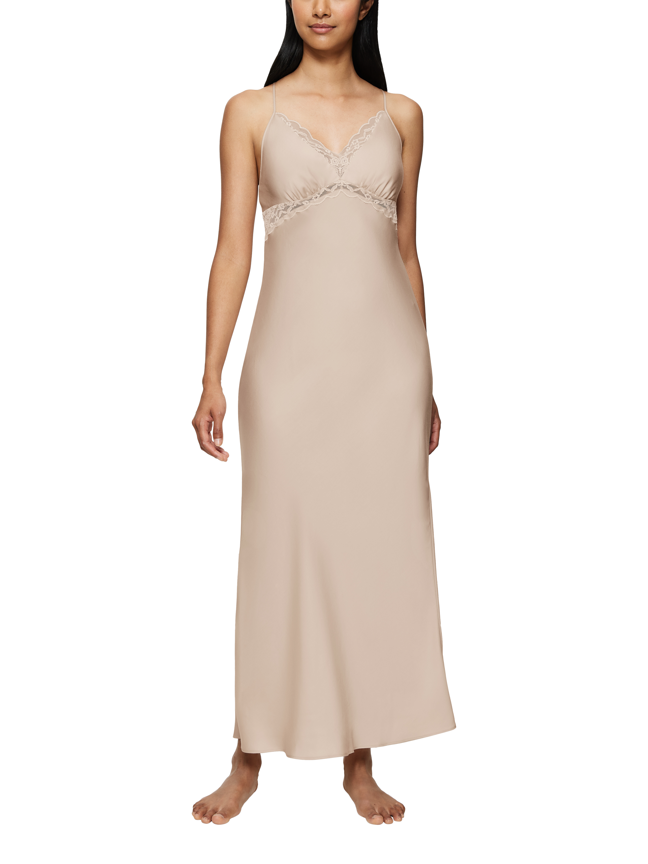 Triumph Wild Azalea Floral Lace Maxi Slip, Natural