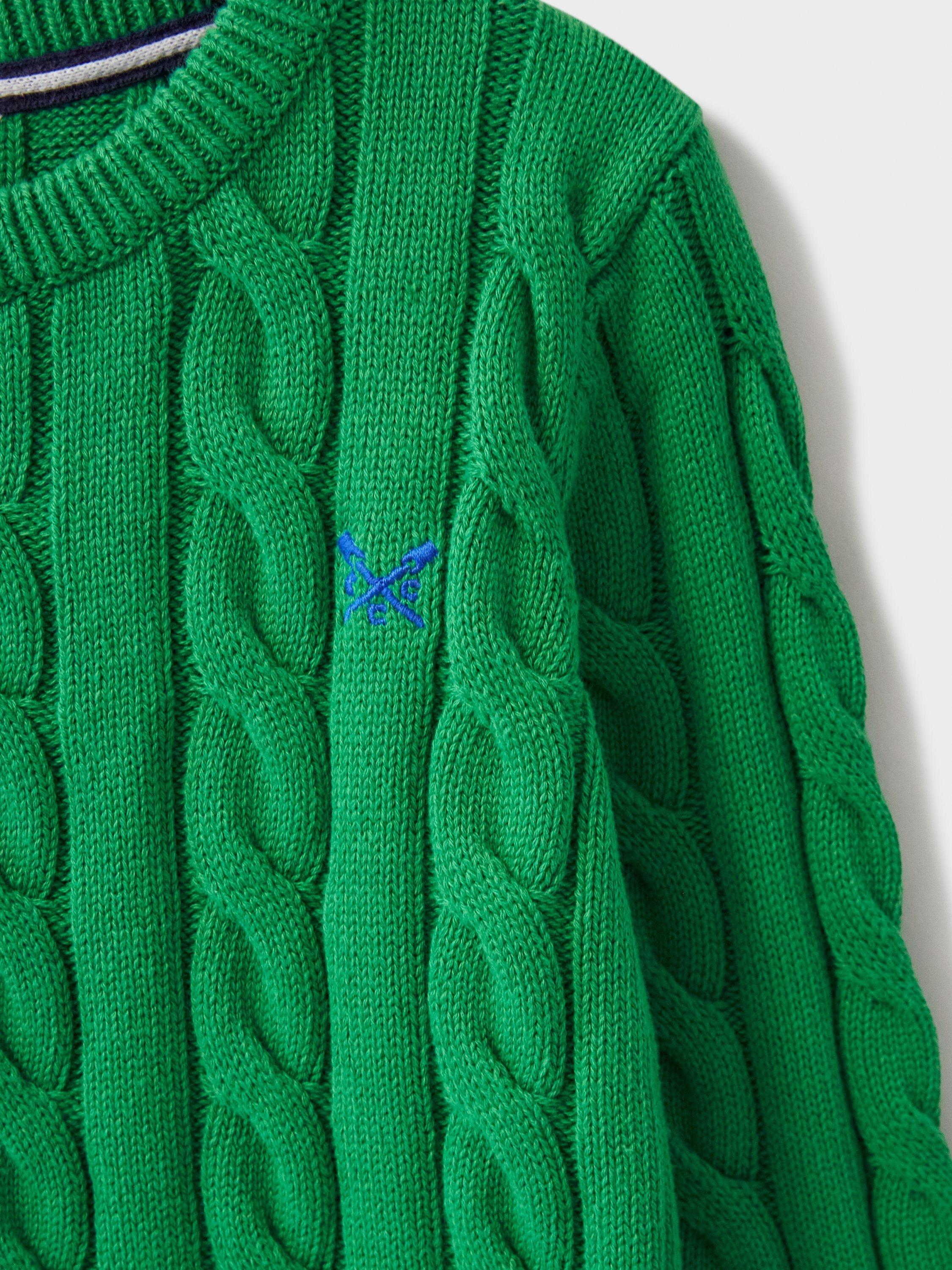 Product image 4 of 4, which shows Crew Clothing Kids' Crew Neck Cable Knit Jumper, Light Green, 3-4 years