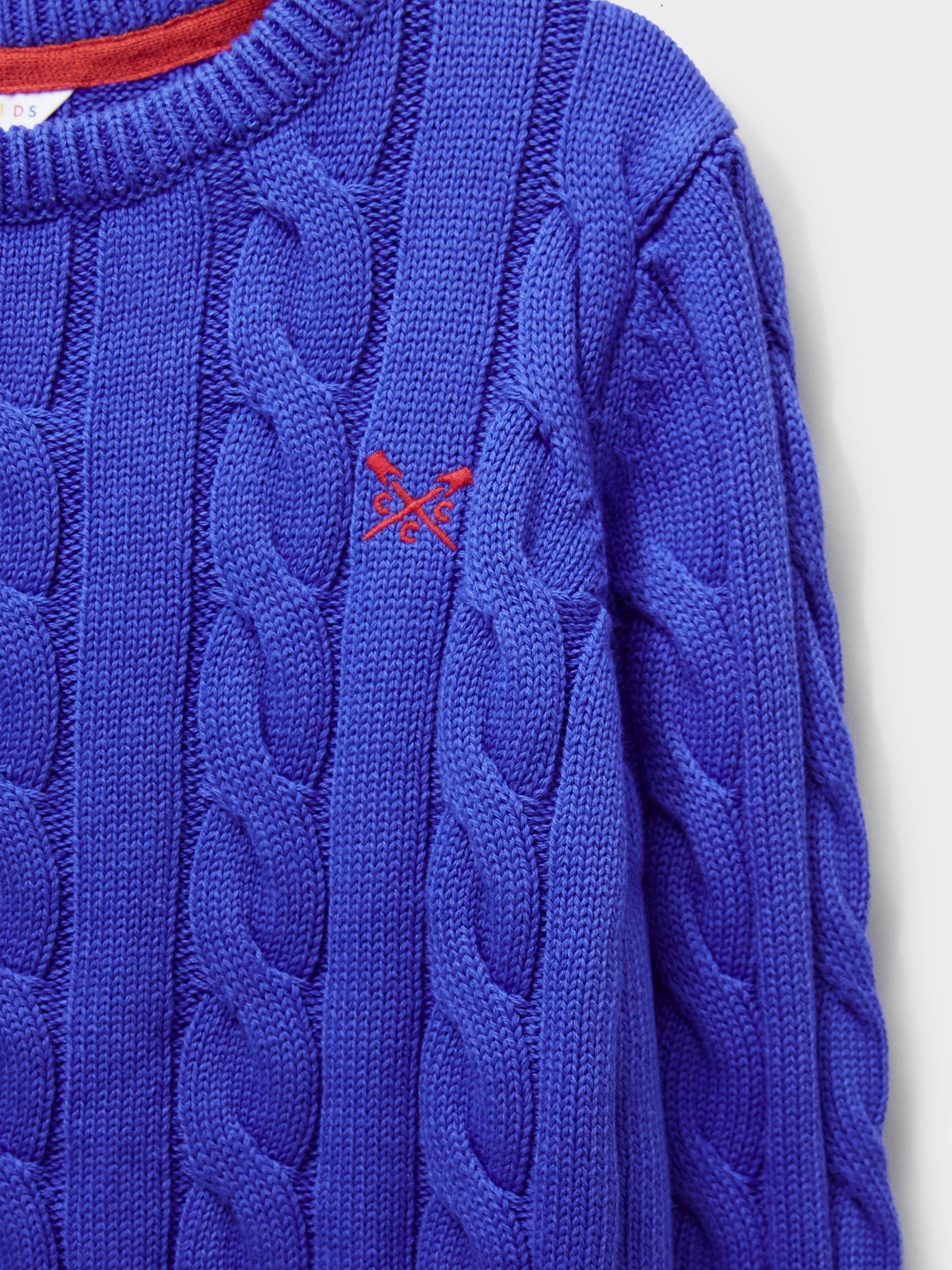 Product image 3 of 3, which shows Crew Clothing Kids' Crew Neck Cable Knit Jumper, Aqua Blue, 3-4 years
