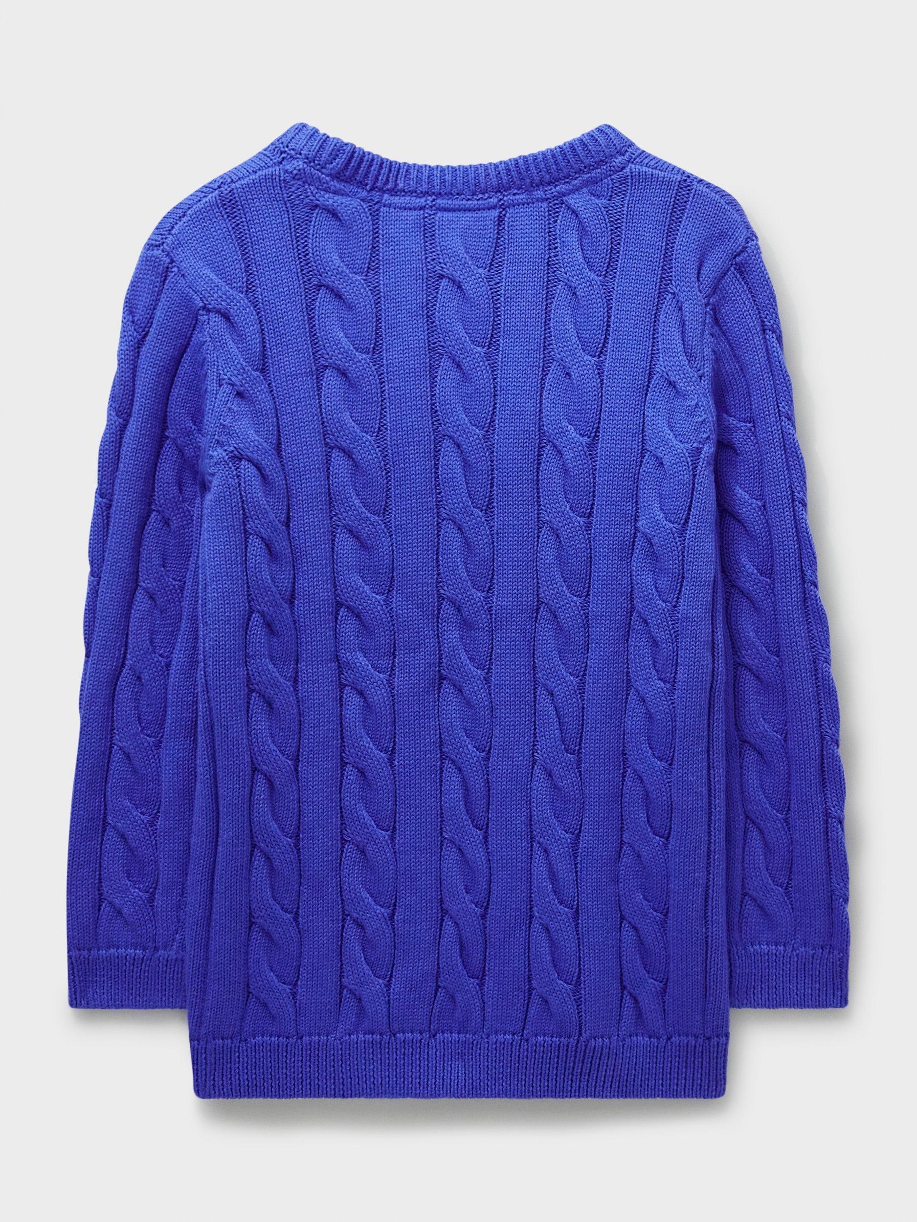 Product image 2 of 3, which shows Crew Clothing Kids' Crew Neck Cable Knit Jumper, Aqua Blue, 3-4 years