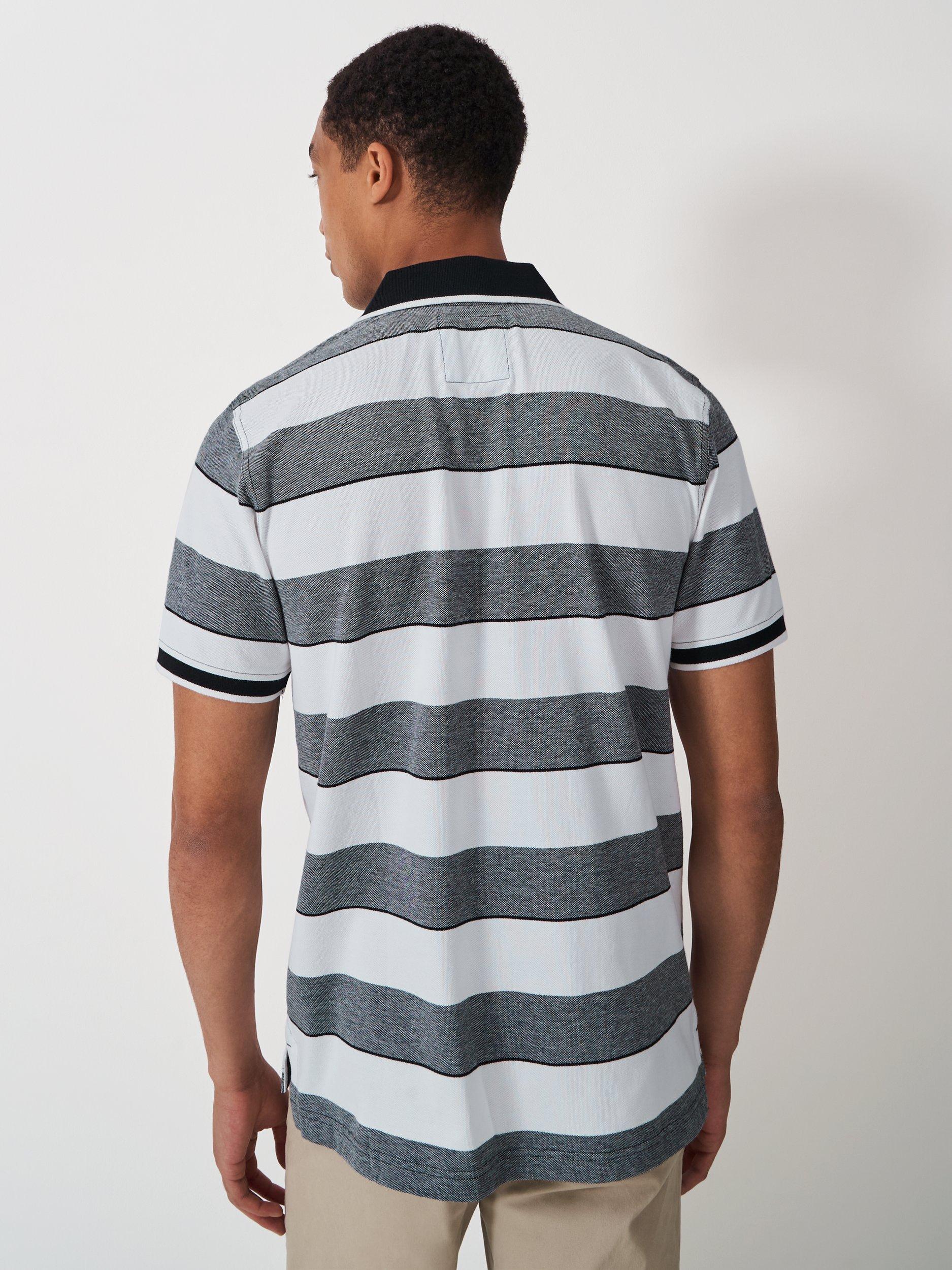 Product image 2 of 5, which shows Crew Clothing Cotton Regular Fit Short Sleeve Polo Shirt, Charcoal Grey/White, L