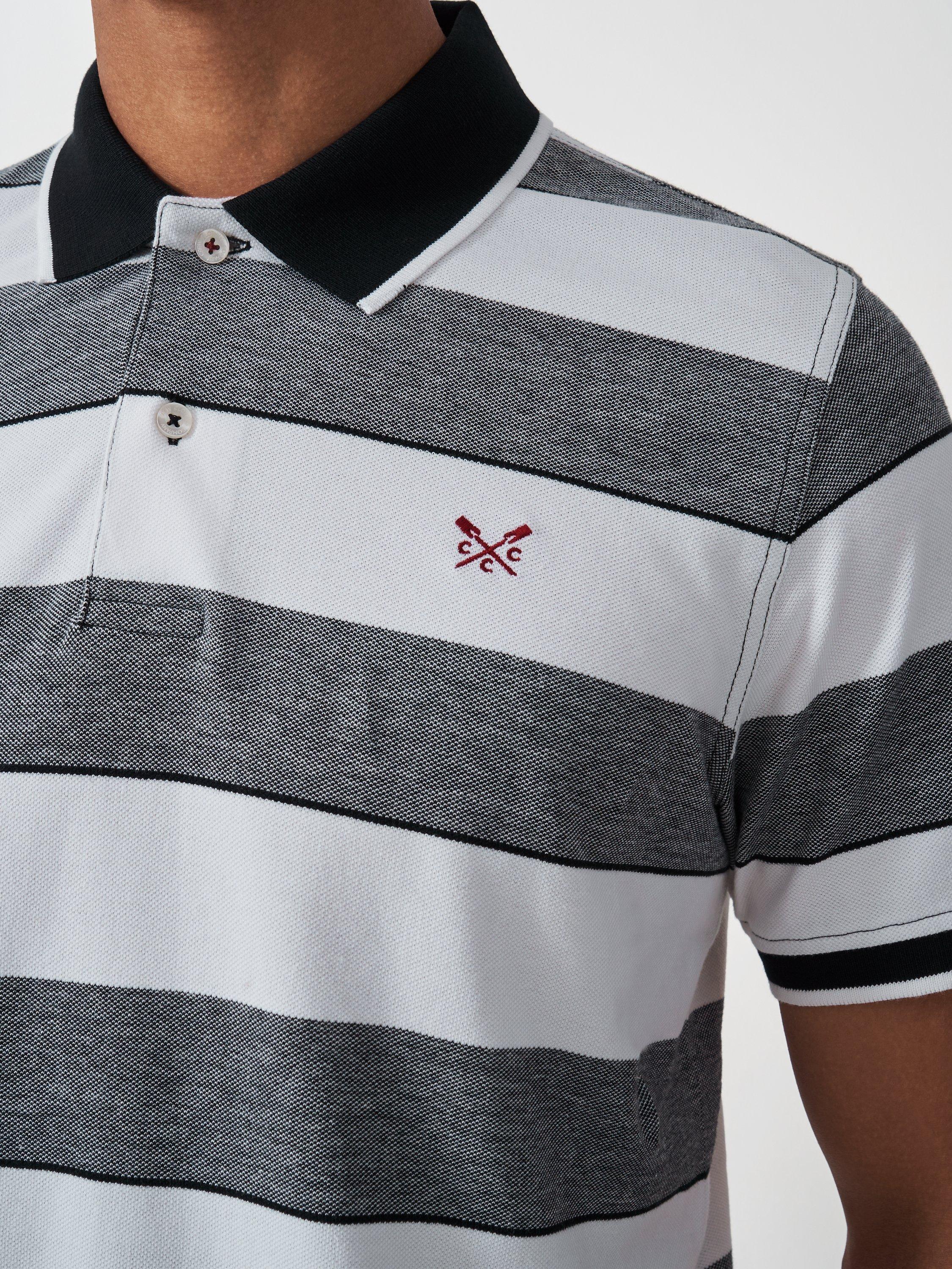 Product image 4 of 5, which shows Crew Clothing Cotton Regular Fit Short Sleeve Polo Shirt, Charcoal Grey/White, L
