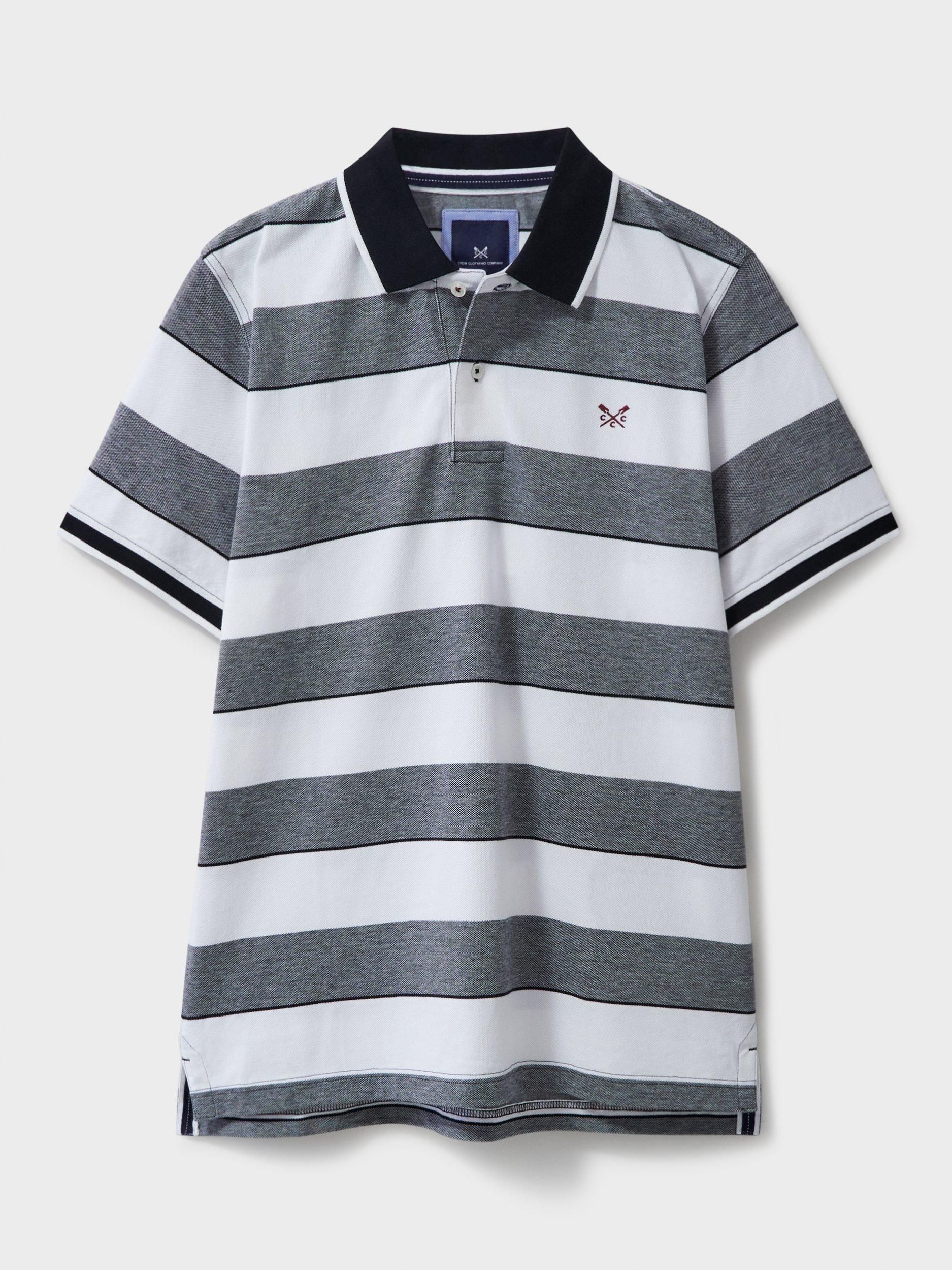 Product image 5 of 5, which shows Crew Clothing Cotton Regular Fit Short Sleeve Polo Shirt, Charcoal Grey/White, L