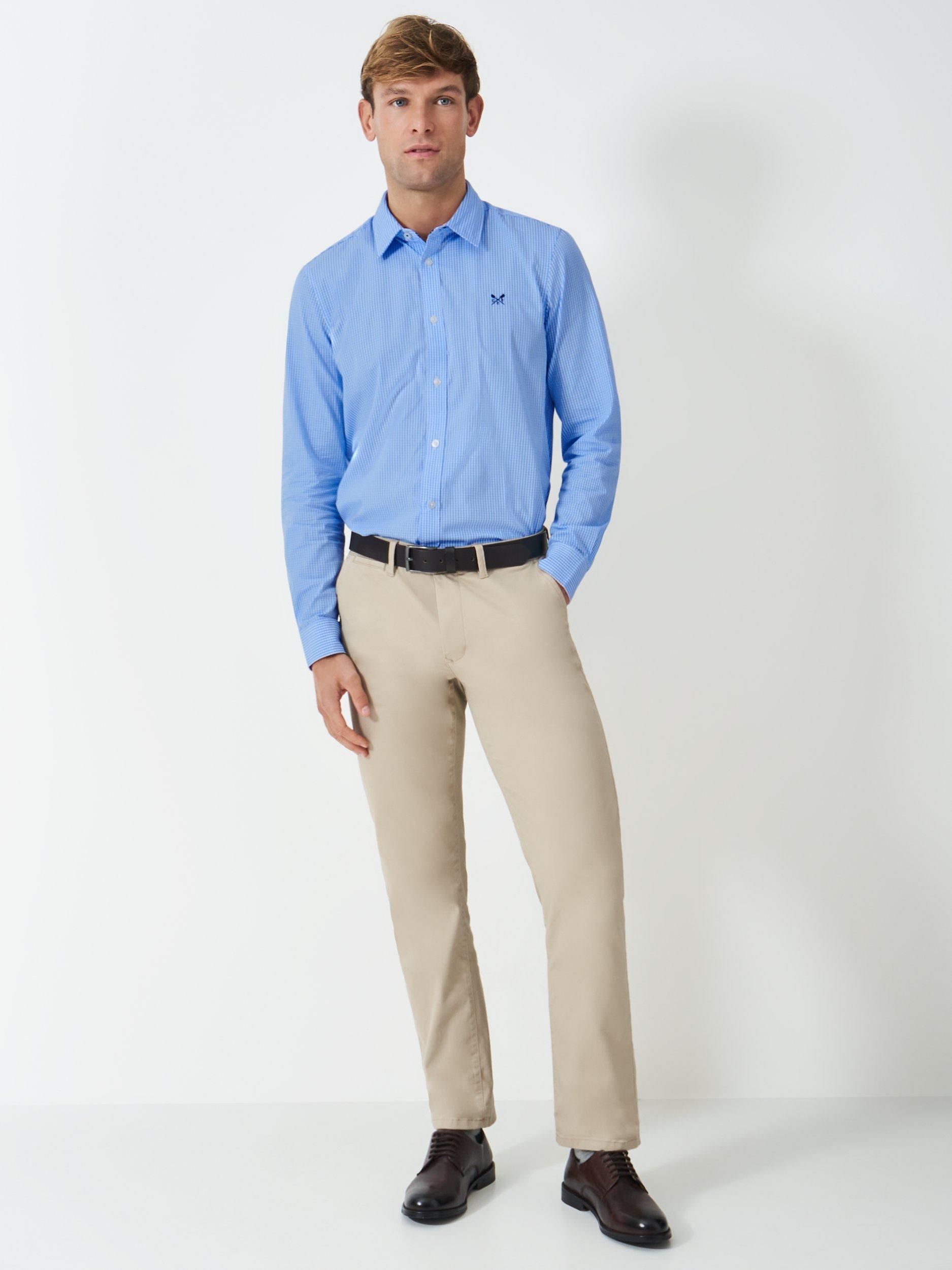 Product image 3 of 5, which shows Crew Clothing Cotton Regular Fit Gingham Shirt, Sky Blue/White, XS