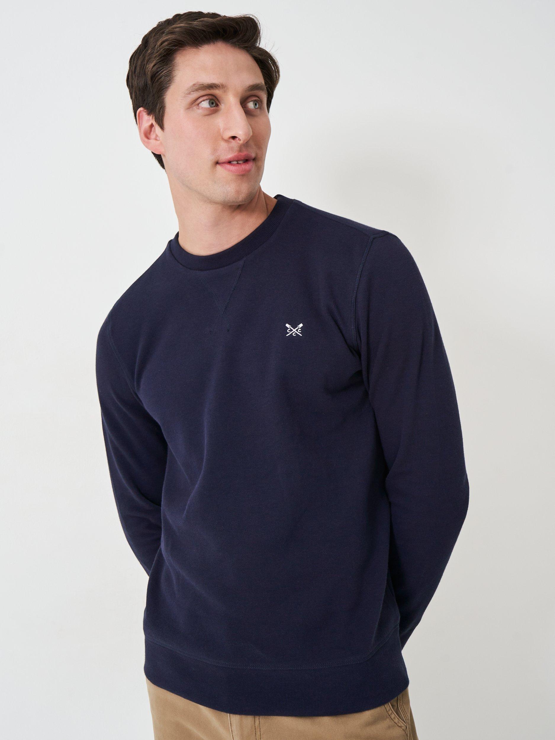 Product image 1 of 5, which shows Crew Clothing French Rib Knit Jumper, Navy Blue, L