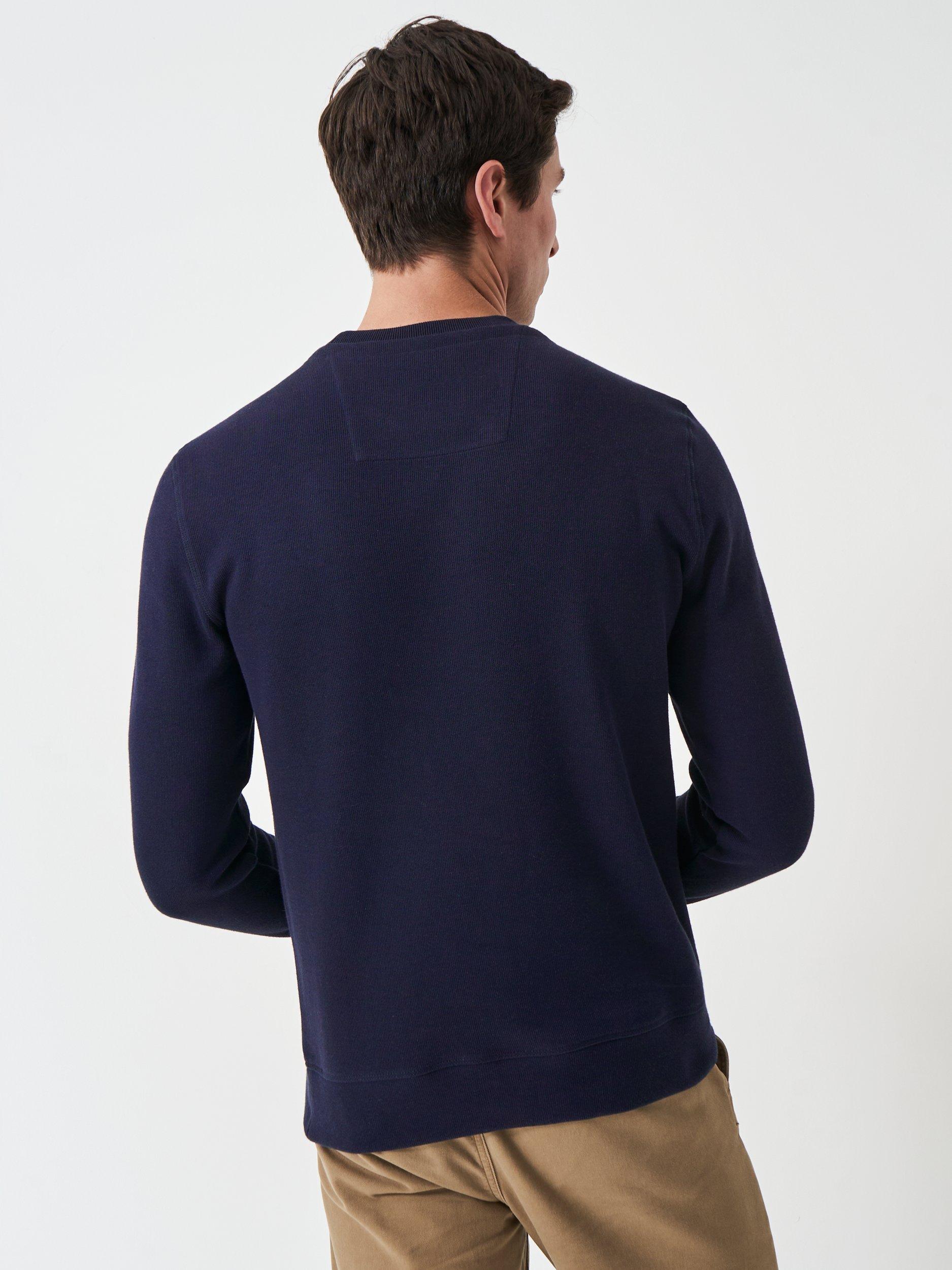 Product image 2 of 5, which shows Crew Clothing French Rib Knit Jumper, Navy Blue, L