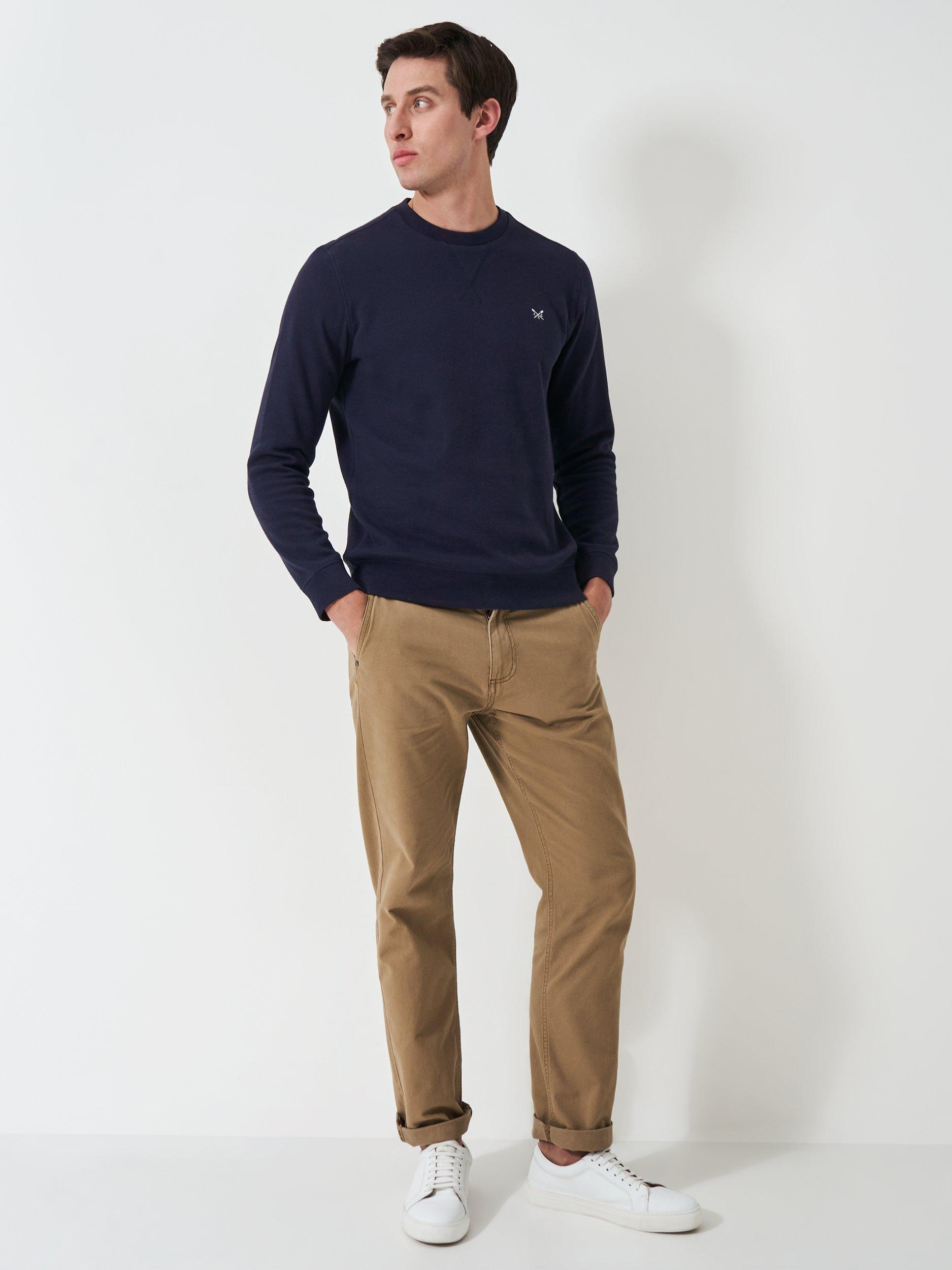 Product image 3 of 5, which shows Crew Clothing French Rib Knit Jumper, Navy Blue, L
