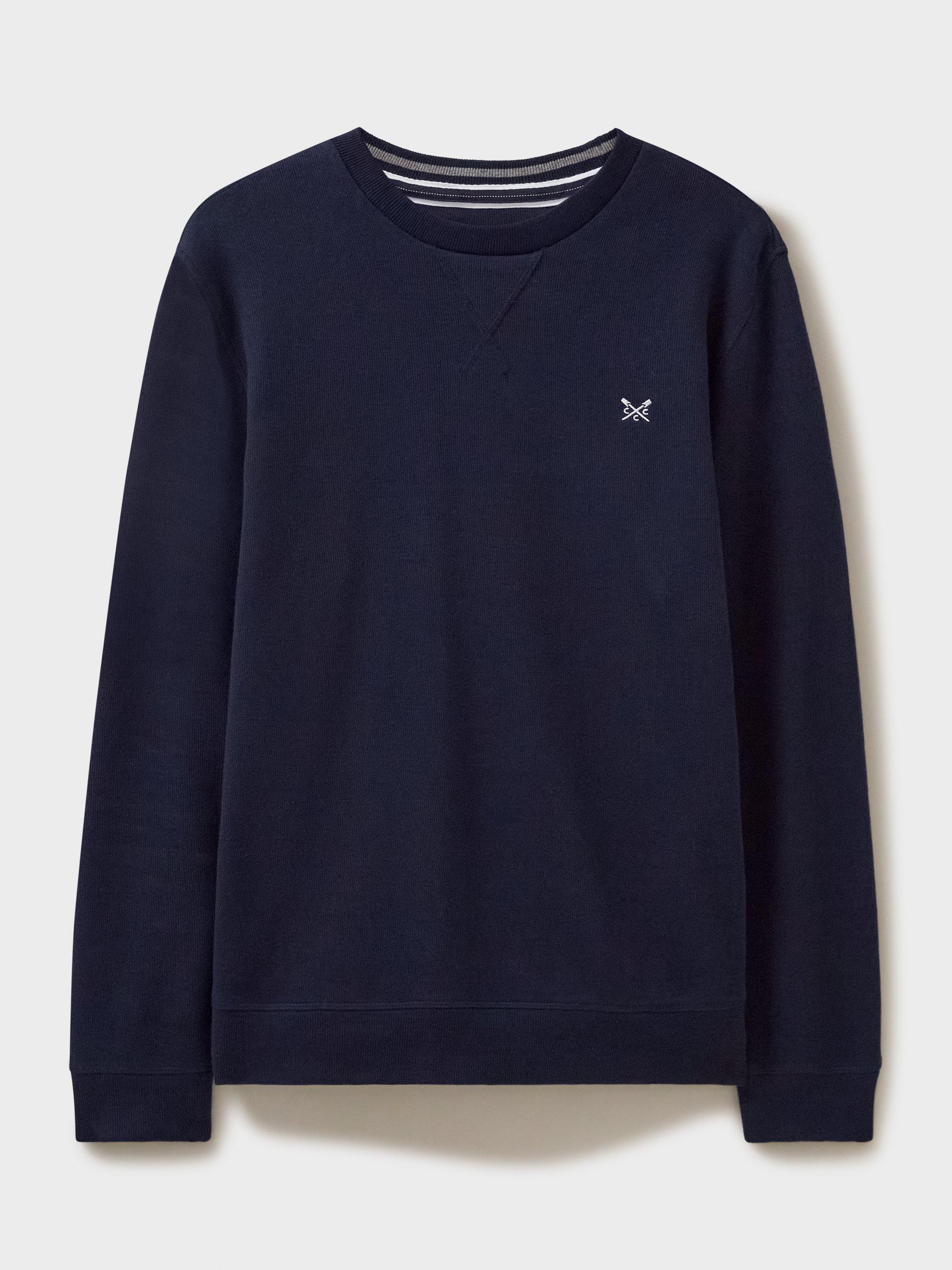 Product image 5 of 5, which shows Crew Clothing French Rib Knit Jumper, Navy Blue, L