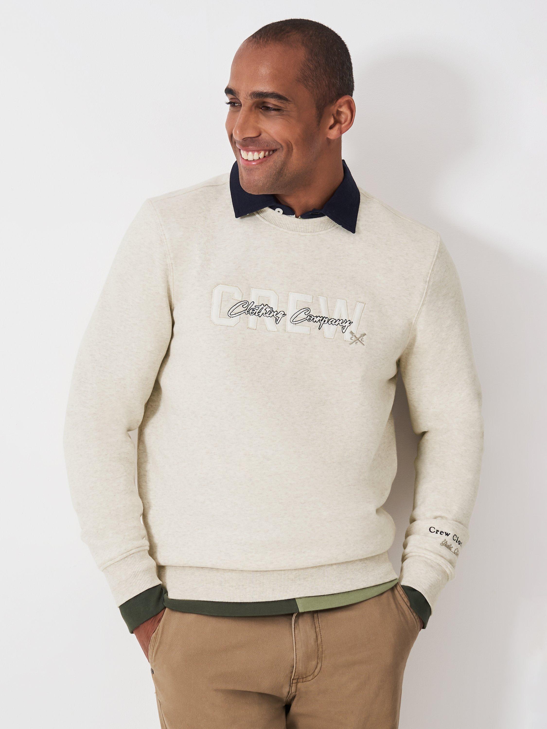 Product image 1 of 5, which shows Crew Clothing Applique Graphic Cotton Blend Sweatshirt, Beige, L