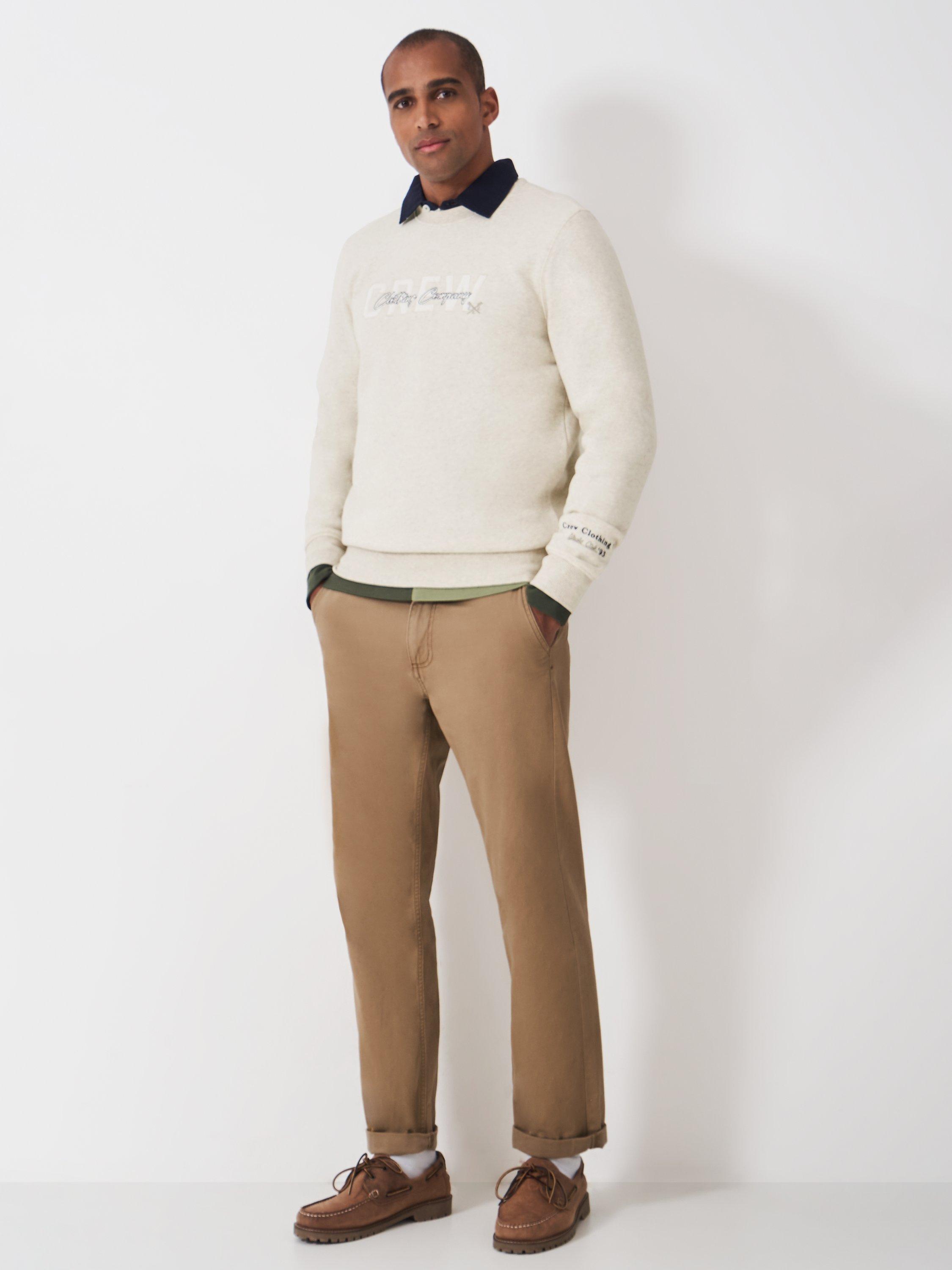 Product image 3 of 5, which shows Crew Clothing Applique Graphic Cotton Blend Sweatshirt, Beige, L