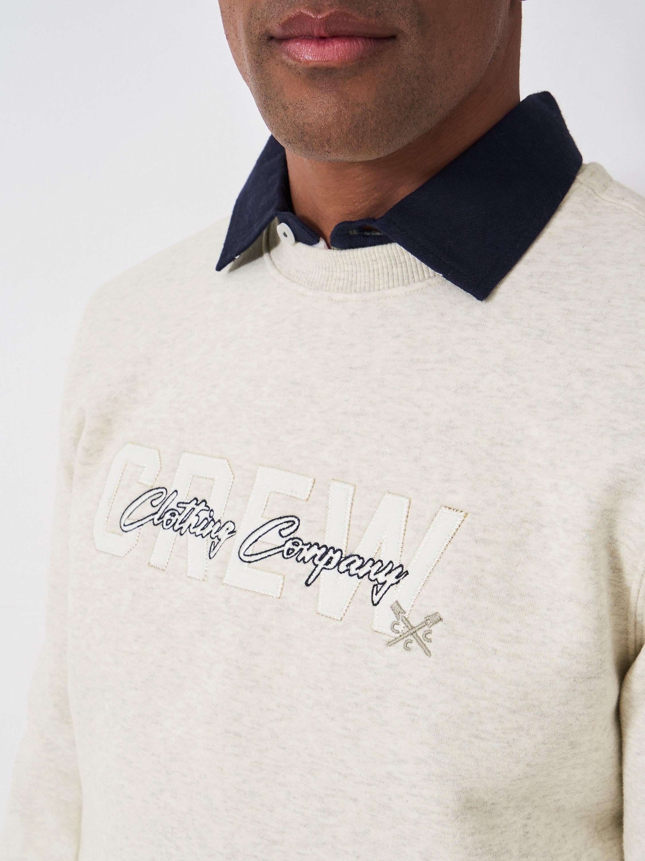 Product image 4 of 5, which shows Crew Clothing Applique Graphic Cotton Blend Sweatshirt, Beige, L