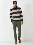 Crew Clothing Padstow Striped Quarter-Zip Sweatshirt, Beige