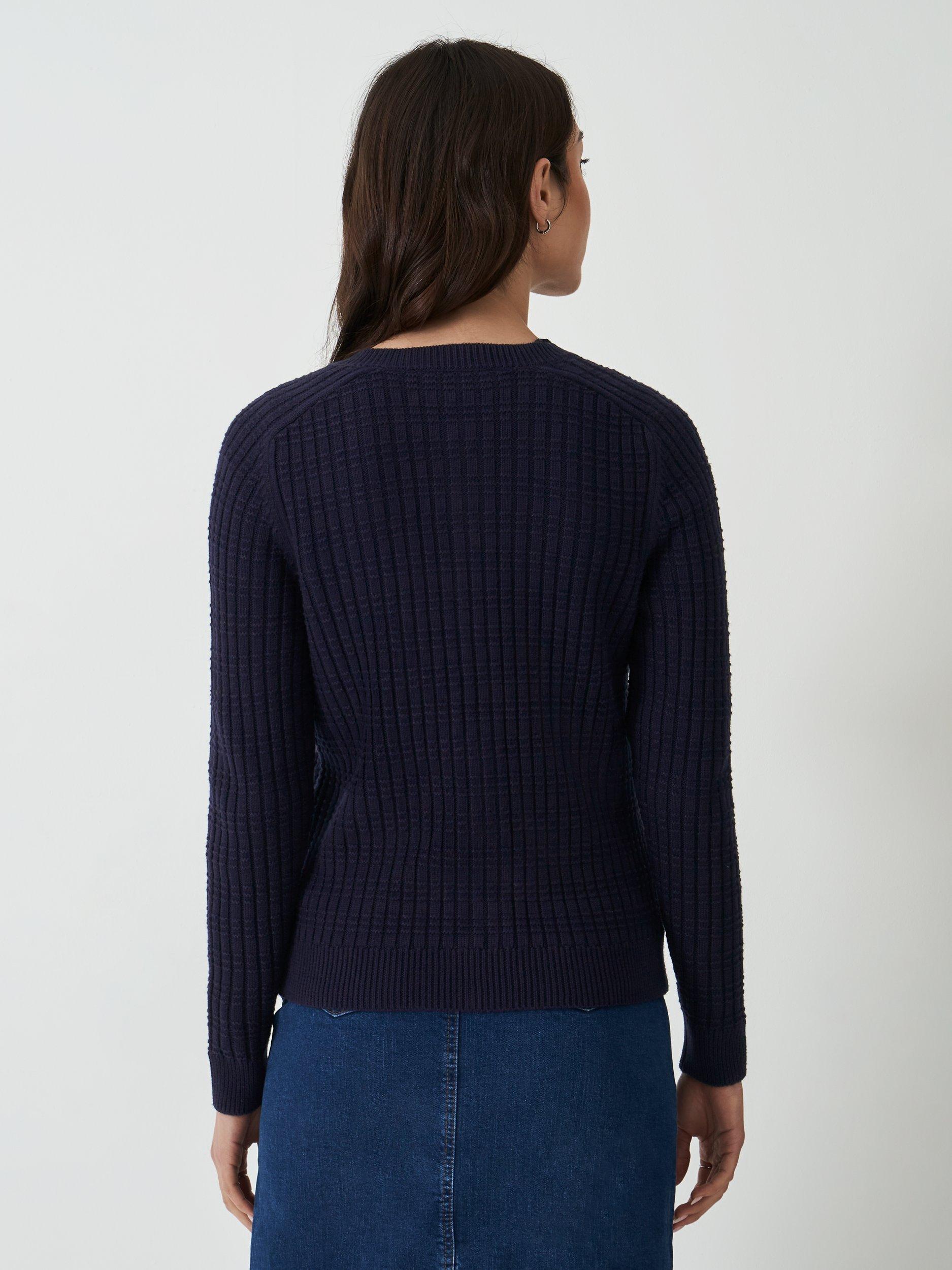 Product image 2 of 5, which shows Crew Clothing Tillie Textured Cardigan, Navy Blue, 8