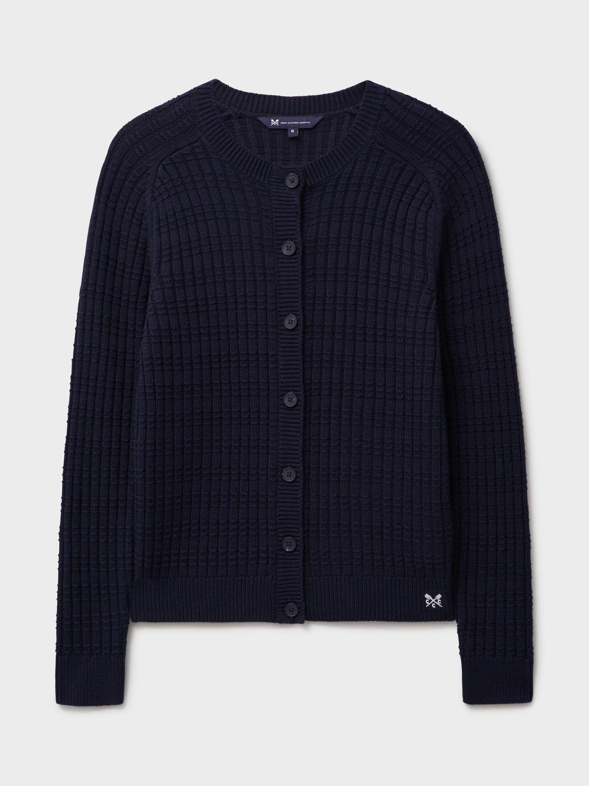 Product image 5 of 5, which shows Crew Clothing Tillie Textured Cardigan, Navy Blue, 8