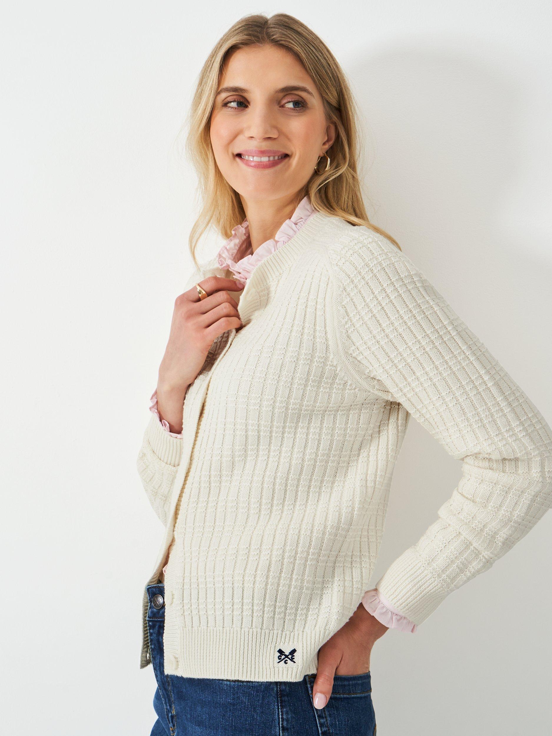 Product image 1 of 5, which shows Crew Clothing Tillie Textured Cardigan, White, 8