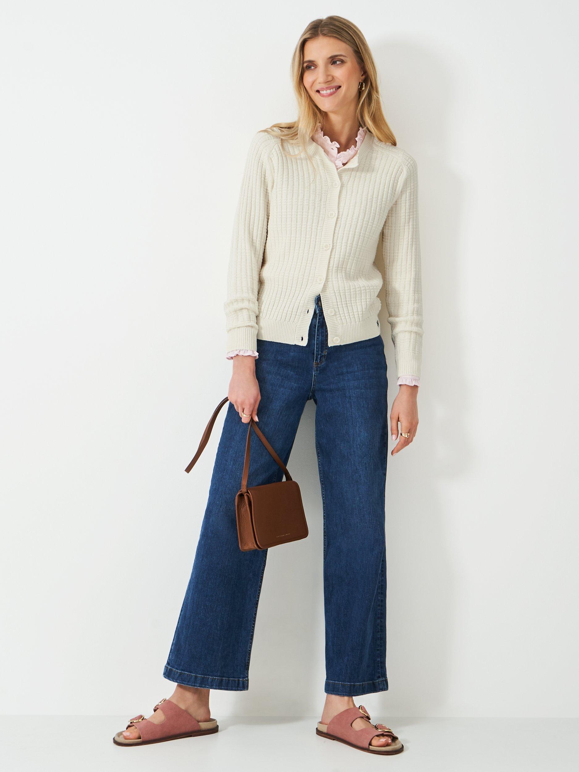 Product image 3 of 5, which shows Crew Clothing Tillie Textured Cardigan, White, 8