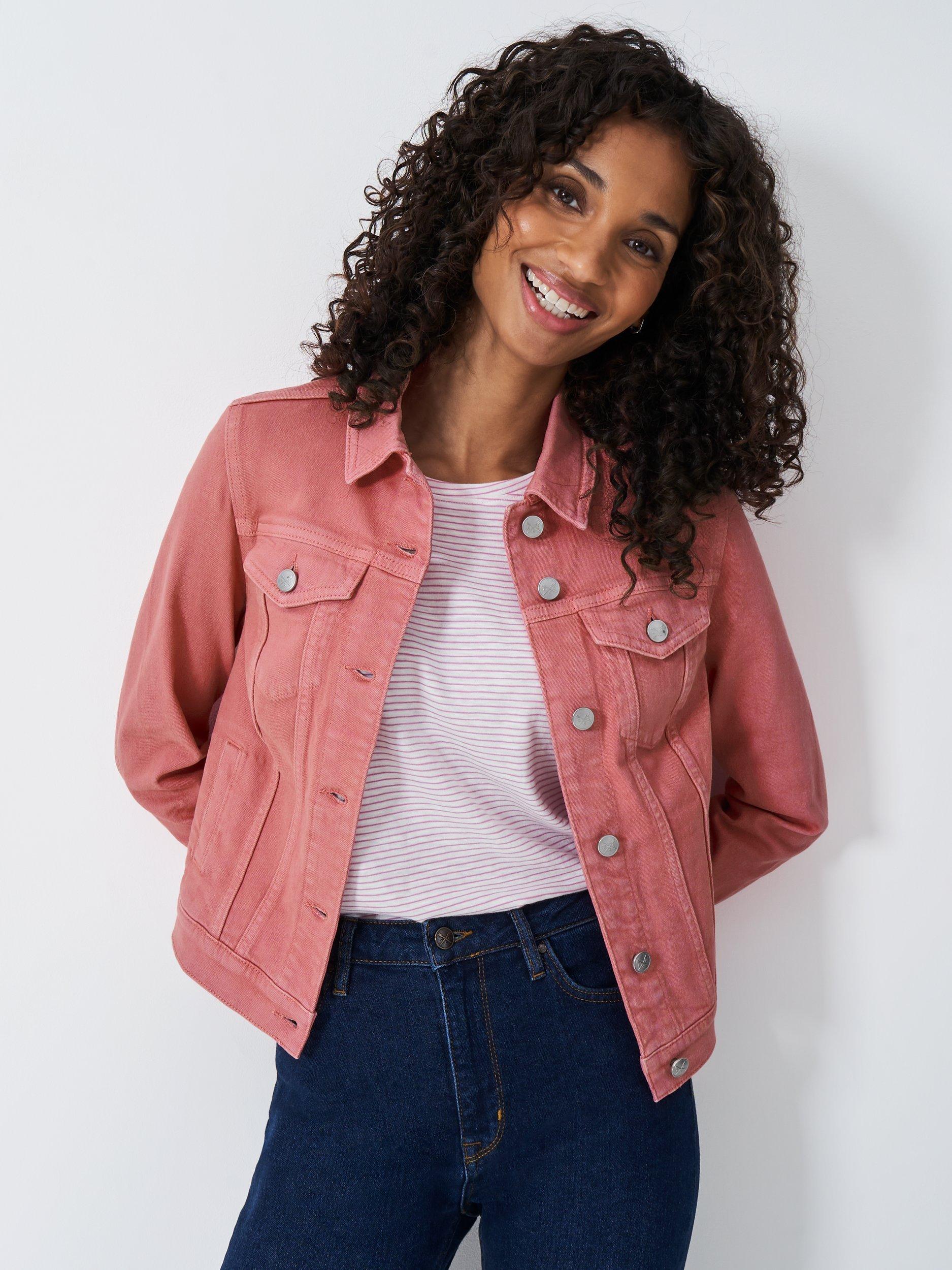 Product image 1 of 5, which shows Crew Clothing Denim Western Jacket, Pastel Pink, 8