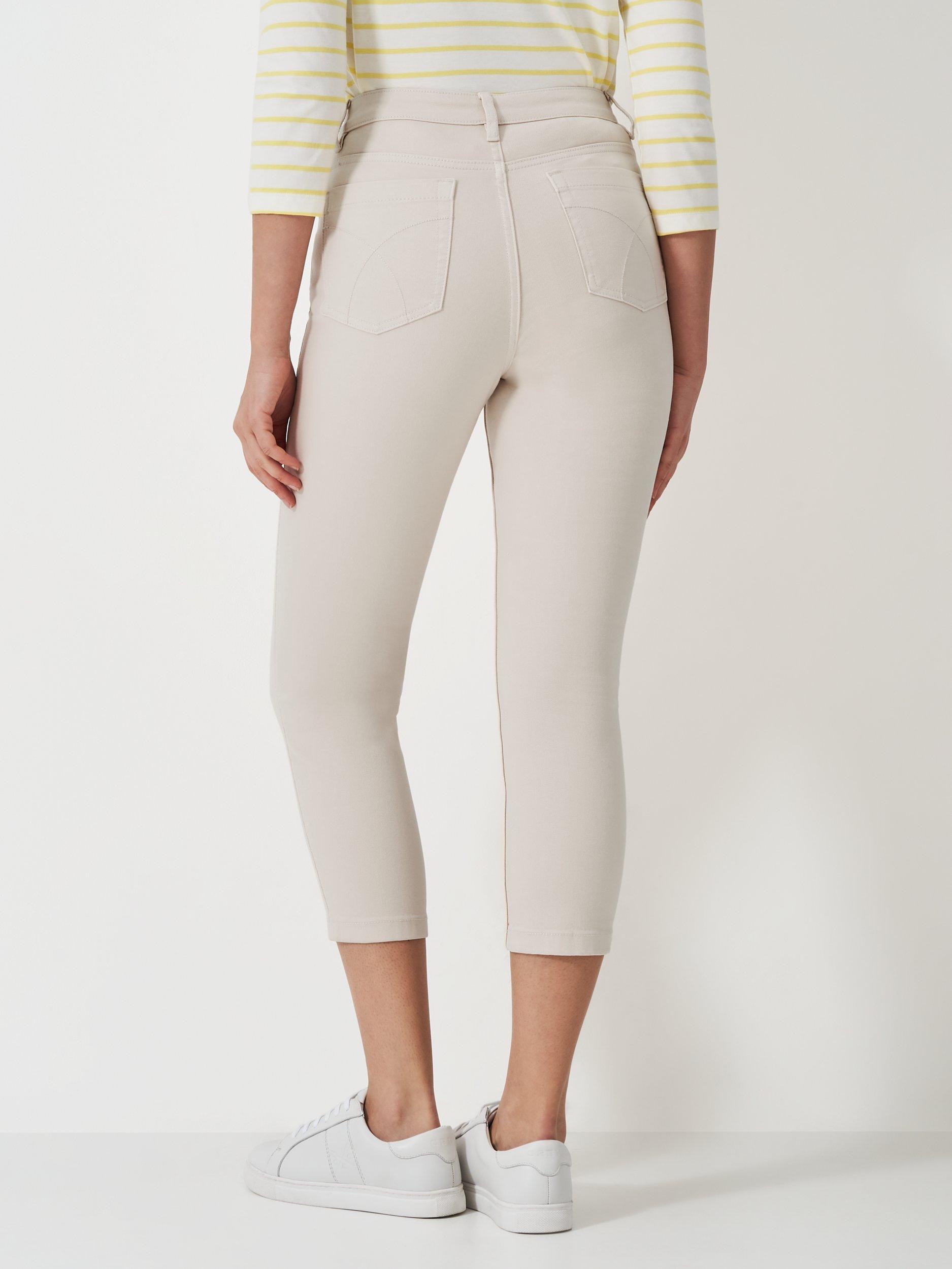 Product image 2 of 5, which shows Crew Clothing Cropped Stretch Jeans, Beige, 8