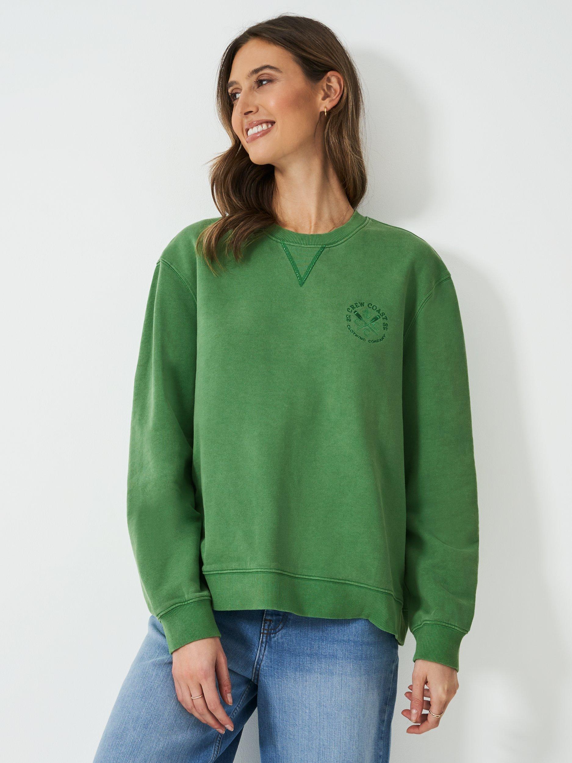 Crew Clothing Pigment Dyed Crew Neck Sweatshirt, Emerald Green