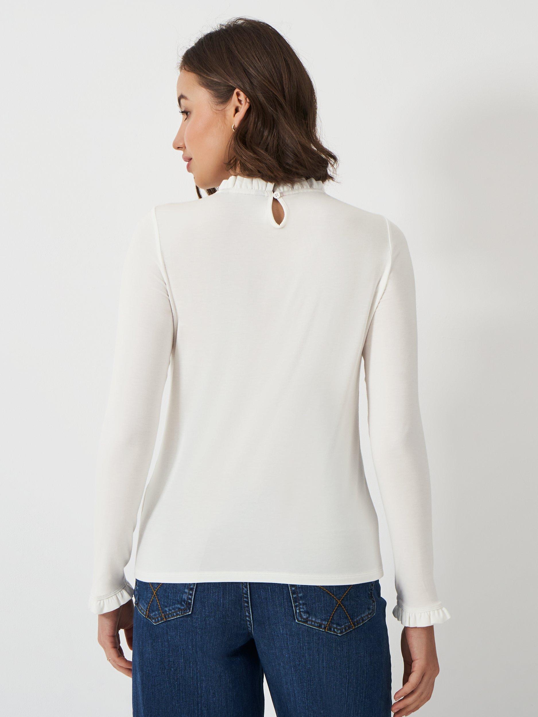 Product image 3 of 5, which shows Crew Clothing Frill Collar Top, Off White, 8