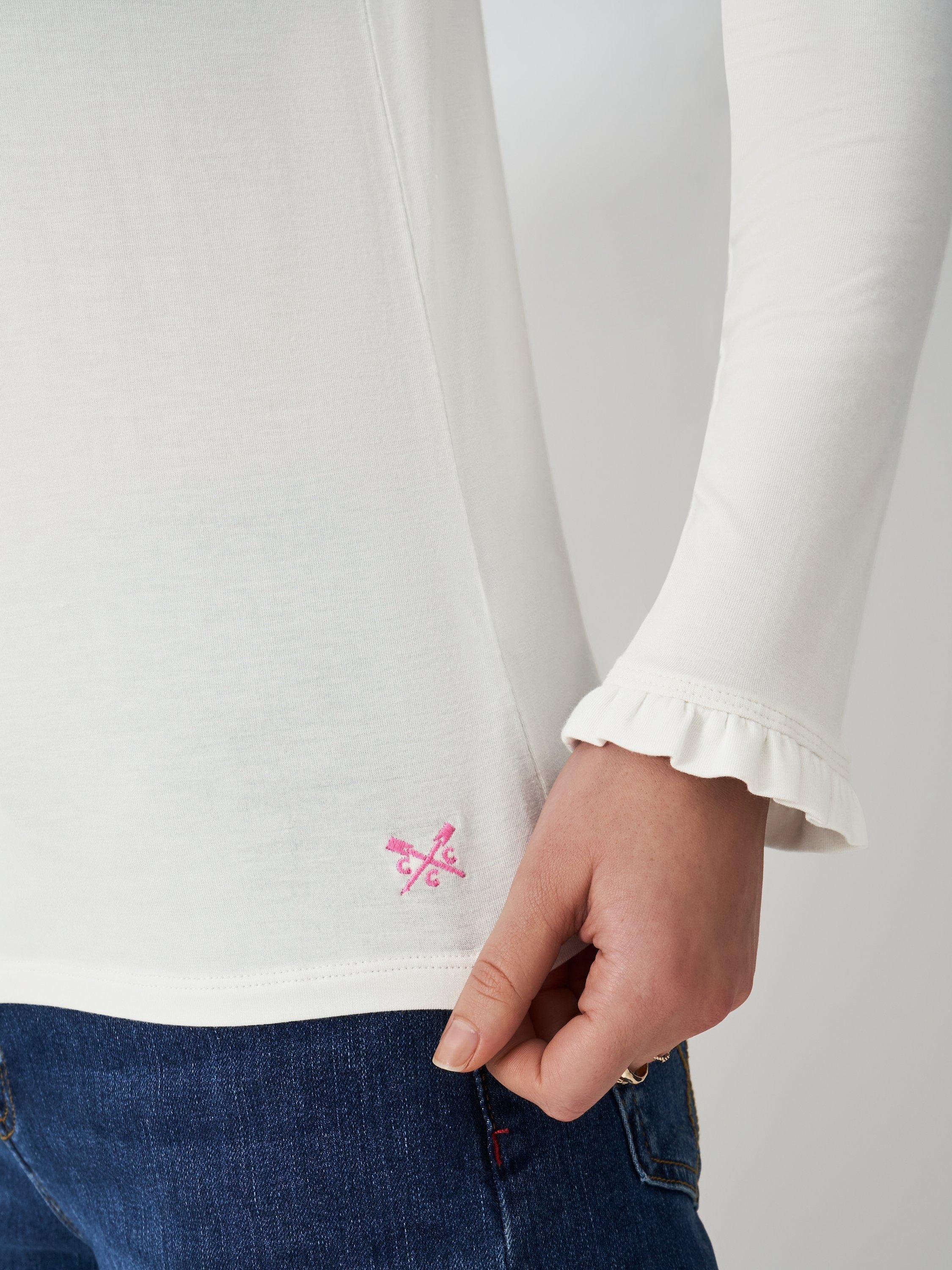 Product image 4 of 5, which shows Crew Clothing Frill Collar Top, Off White, 8