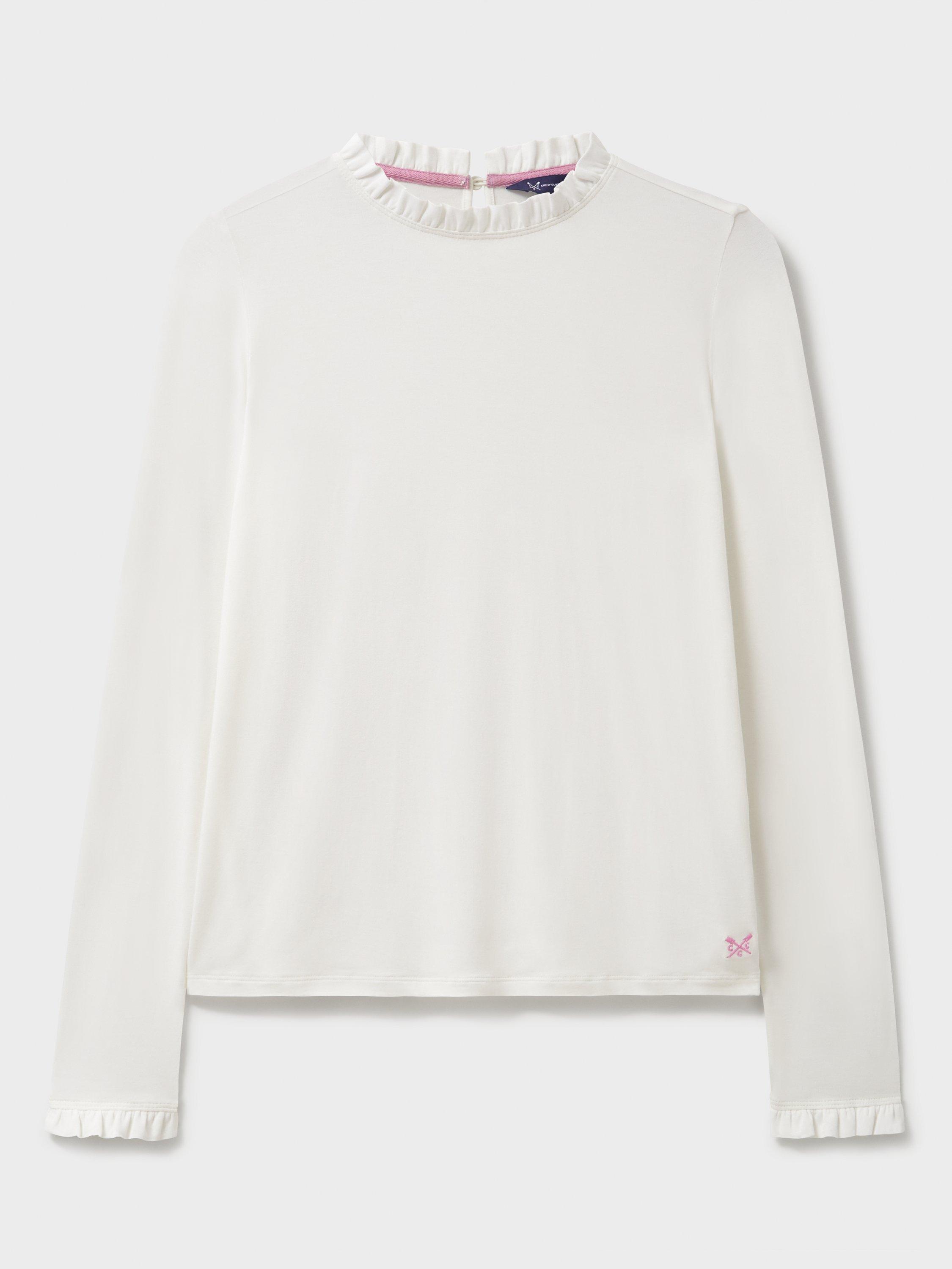 Product image 5 of 5, which shows Crew Clothing Frill Collar Top, Off White, 8