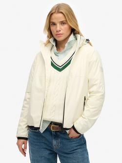 Superdry Hooded Logo Windbreaker Jacket, Off White, Off White