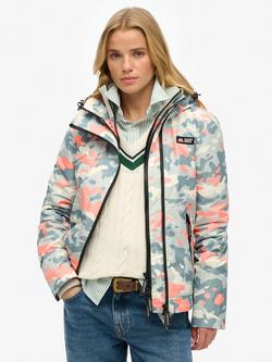 Superdry Camouflage Hooded Mountain Windbreaker Jacket, Puritan Grey/Multi, Puritan Grey/Multi