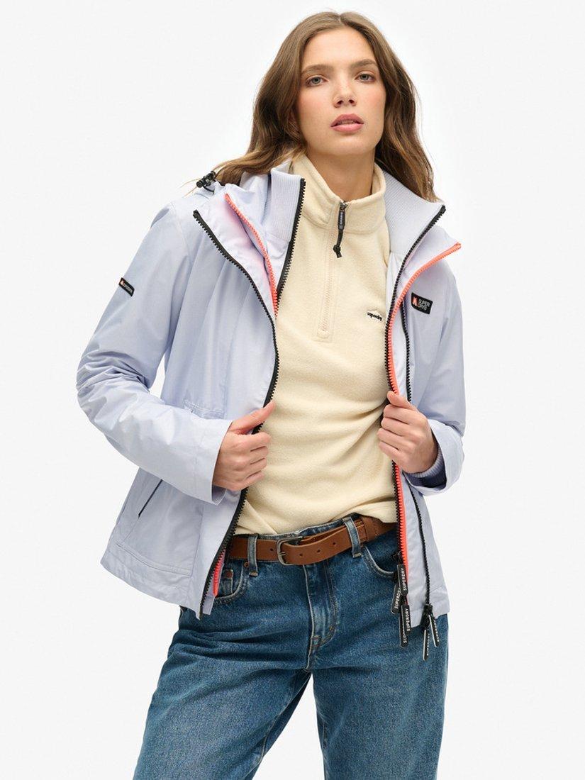 Product image 1 of 6, which shows Superdry Hooded Mountain Windbreaker Jacket, Iced Purple Marl, 8