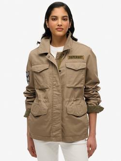 Superdry Embellished M65 Military Jacket, Dark Sage Green, Dark Sage Green