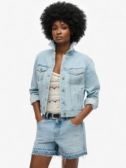 Superdry Embellished Denim Jacket, Echo Light Vintage