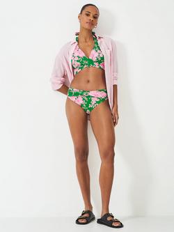 Crew Clothing Floral Twist Bikini Bottoms, Pink/Green - view 2, Pink/Green