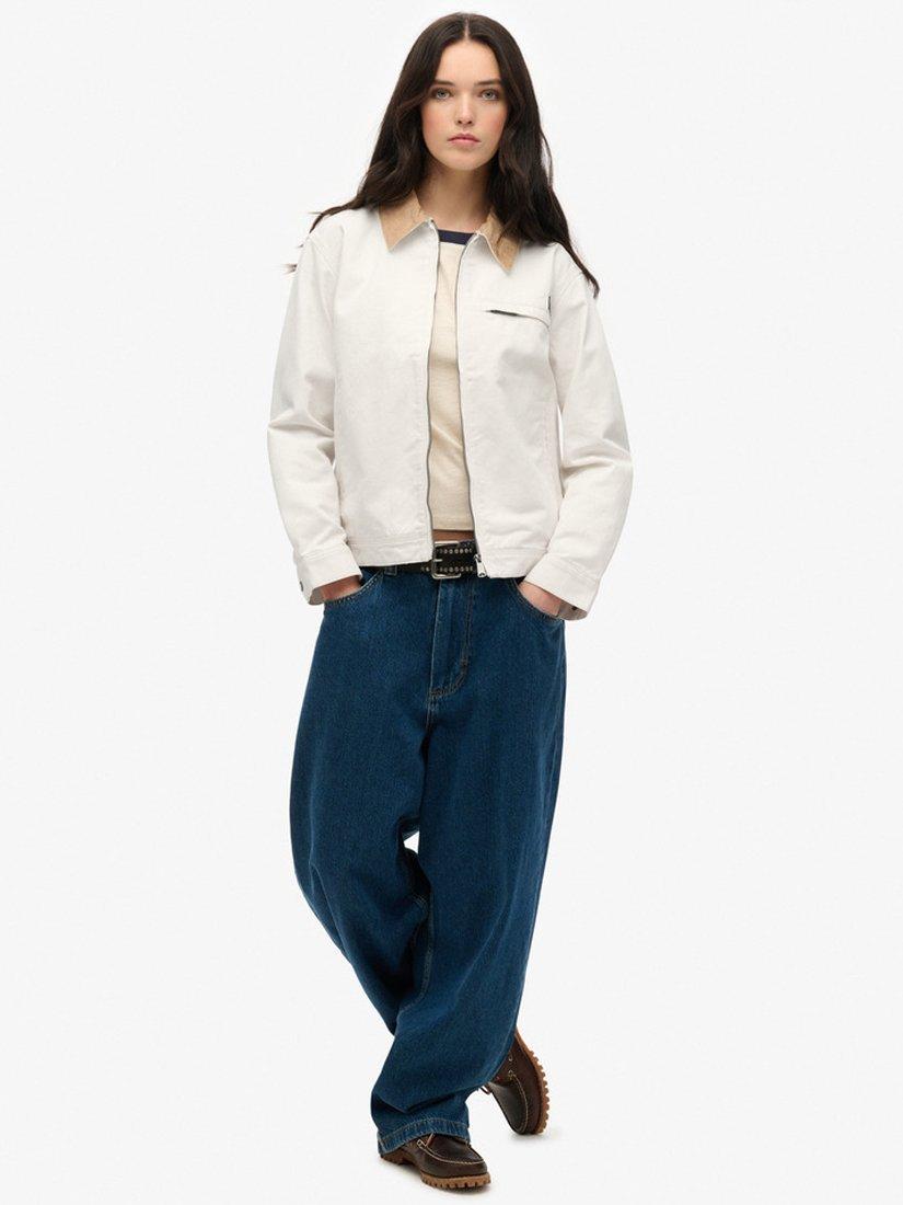 Product image 3 of 4, which shows Superdry Cord Collar Ranch Jacket, Off White, 8